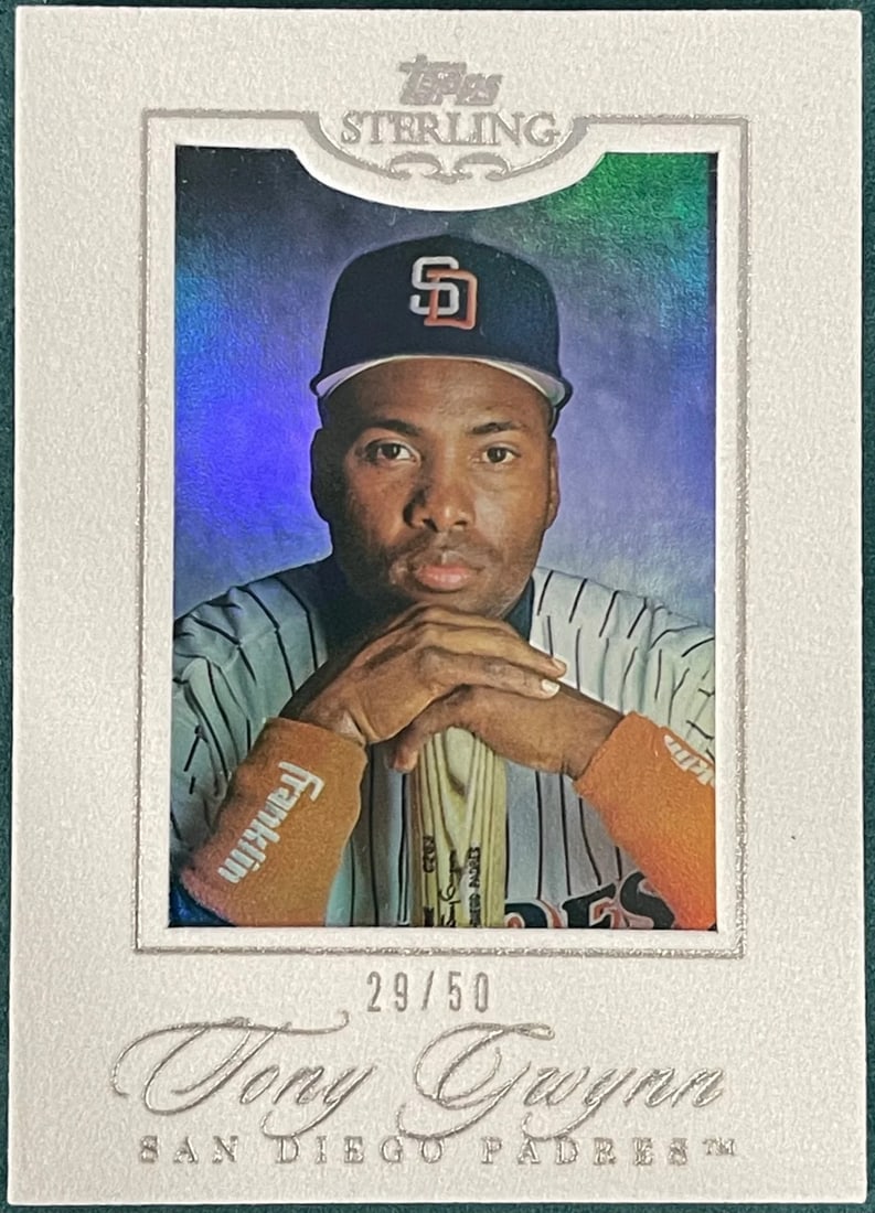 Tony Gwynn 2002 Topps Sterling Card #29/ 50: Tony Gwynn 2002 Topps Sterling Card #29/ 50 Rarity seekers, take note! This 2002 Topps Sterling card of Tony Gwynn is one of only 50 printed, making it a true gem for any baseball collector. As the le
