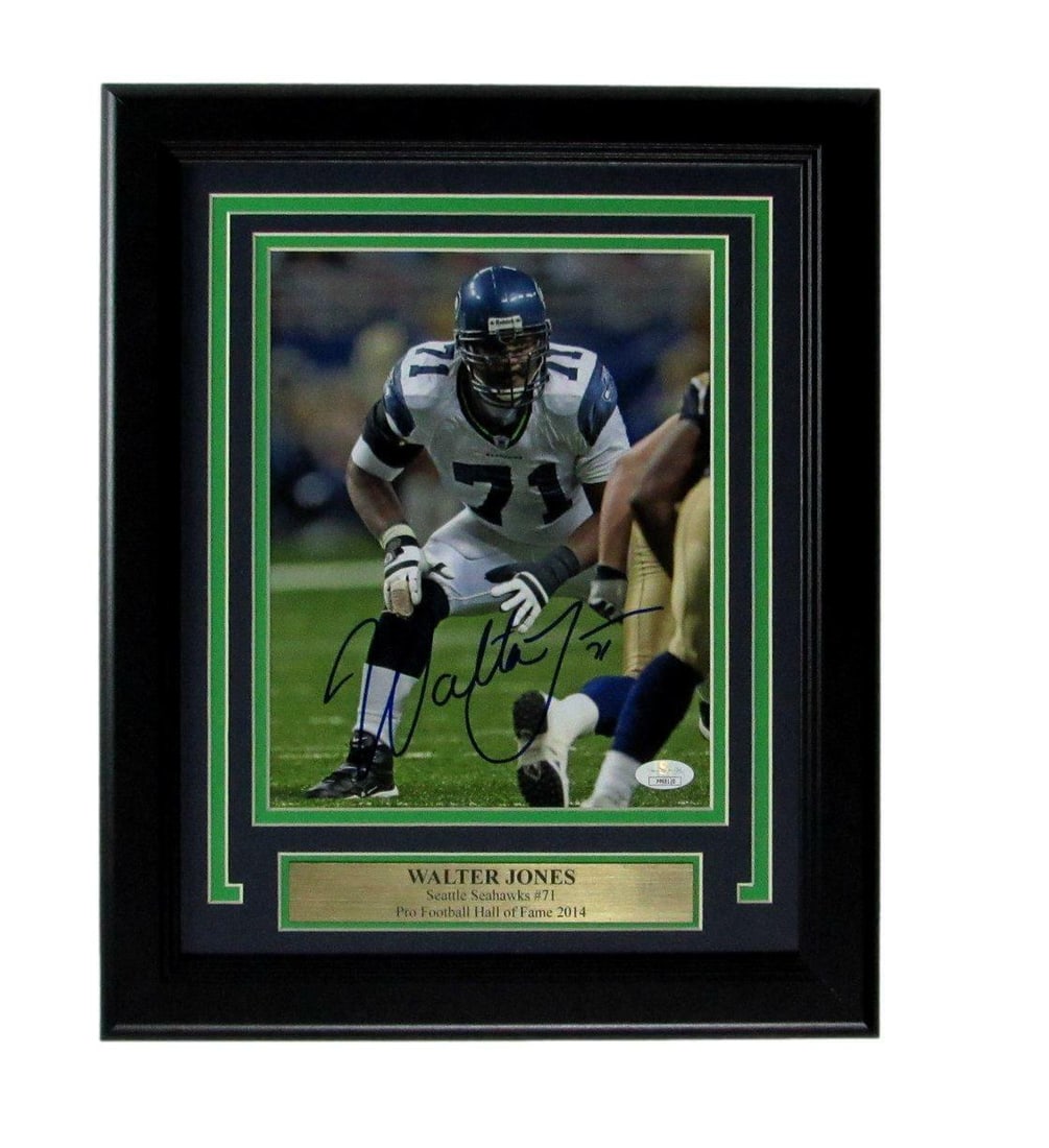 Walter Jones Seahawks HOF Autographed 8x10 Photo (JSA 166022): Walter Jones Seahawks HOF Autographed 8x10 Photo (JSA 166022) Get ready to relive the glory days of the Seattle Seahawks with an authentic piece of football history - this Walter Jones HOF autographed