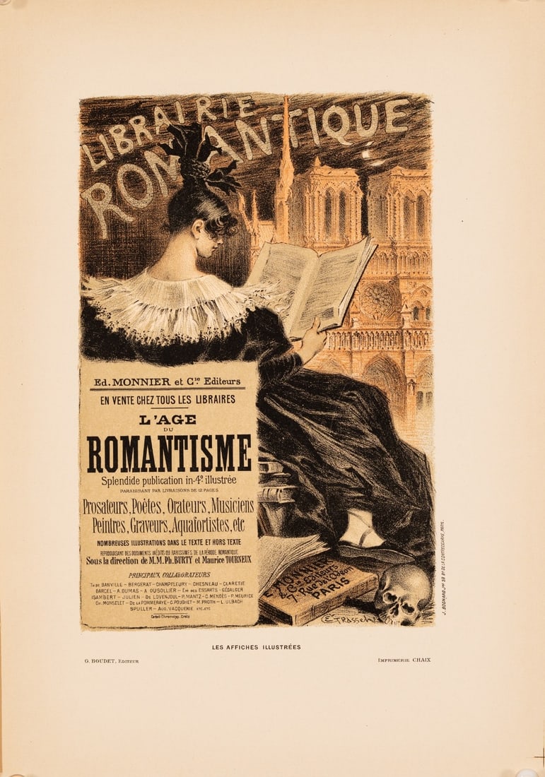 Affiches Illustrees - Librairie Romantique Eugene Grasset 1896: Affiches Illustrees - Librairie Romantique Eugene Grasset 1896 Experience the elegance of Art Nouveau with this stunning 1896 poster, 'Affiches Illustrees', created by renowned artist Eugene Grasset.