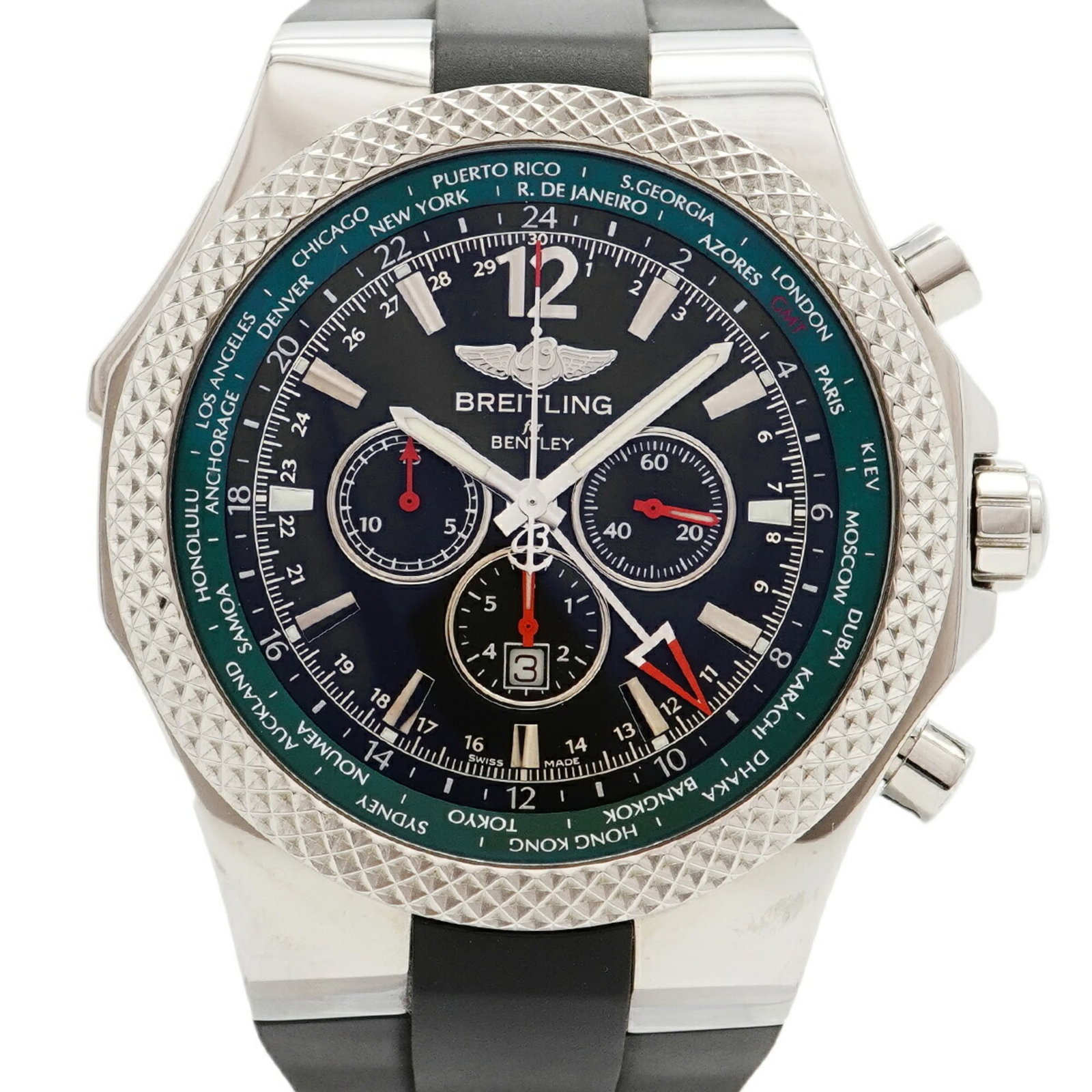 Wristwatch Breitling: Wristwatch Breitling A sleek and durable Breitling wristwatch, this 49mm timepiece boasts a rubber band and black dial, perfect for everyday wear. With its classic design and robust build, it's a grea