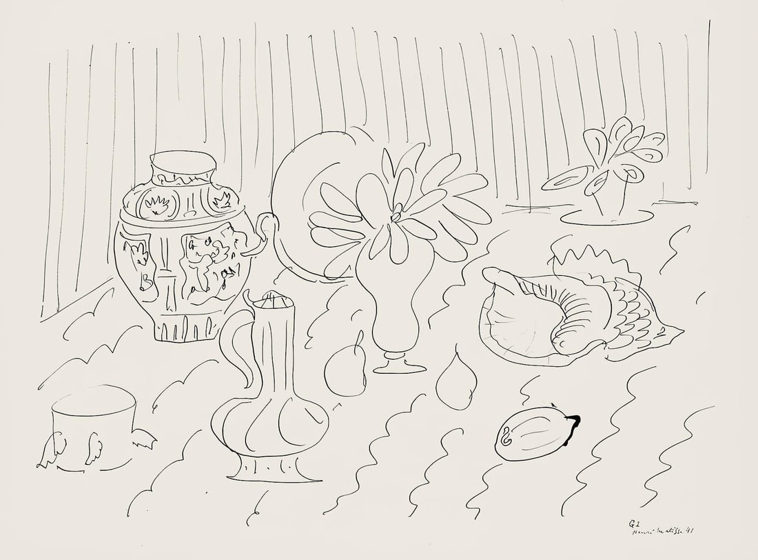 Henri Matisse, Srie G, var. 1 (Duthuit 9), Dessins, Thmes et variations, Lithograph: Henri Matisse, Srie G, var. 1 (Duthuit 9), Dessins, Thmes et variations, Lithograph A rare and exquisite lithograph from Henri Matisse's iconic series, Dessins, Thmes et Variations, this 1943 print sh