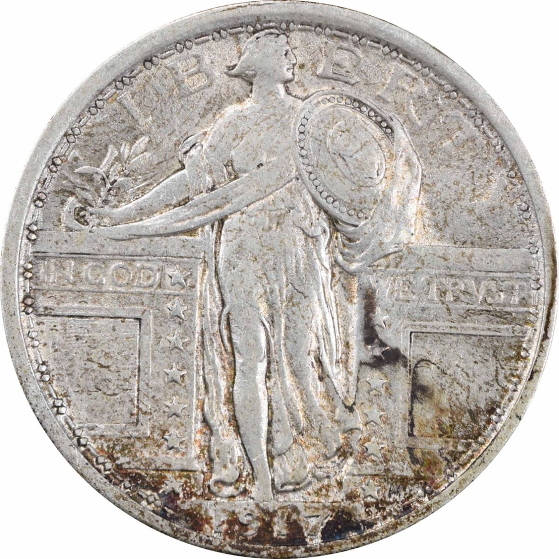 Standing Liberty Silver Quarter Type 1 (1917) - EF Uncertified: Standing Liberty Silver Quarter Type 1 (1917) - EF Uncertified Rarity seekers, rejoice! This 1917 Standing Liberty Silver Quarter Type 1 is a highly sought-after coin, with its unique design and limit
