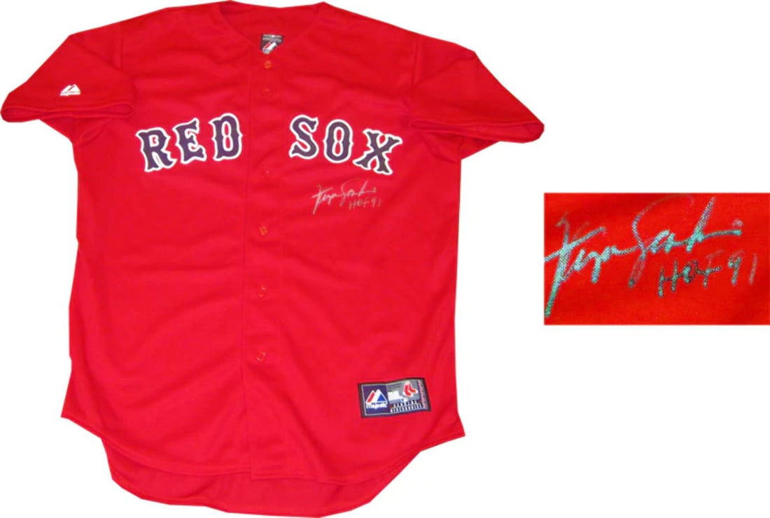 Fergie Jenkins '91 HOF Autographed Boston Red Sox Jersey: Fergie Jenkins '91 HOF Autographed Boston Red Sox Jersey Meet the ultimate collector's dream - Fergie Jenkins' iconic 1991 Hall of Fame autographed Boston Red Sox jersey, signed with the legendary pit