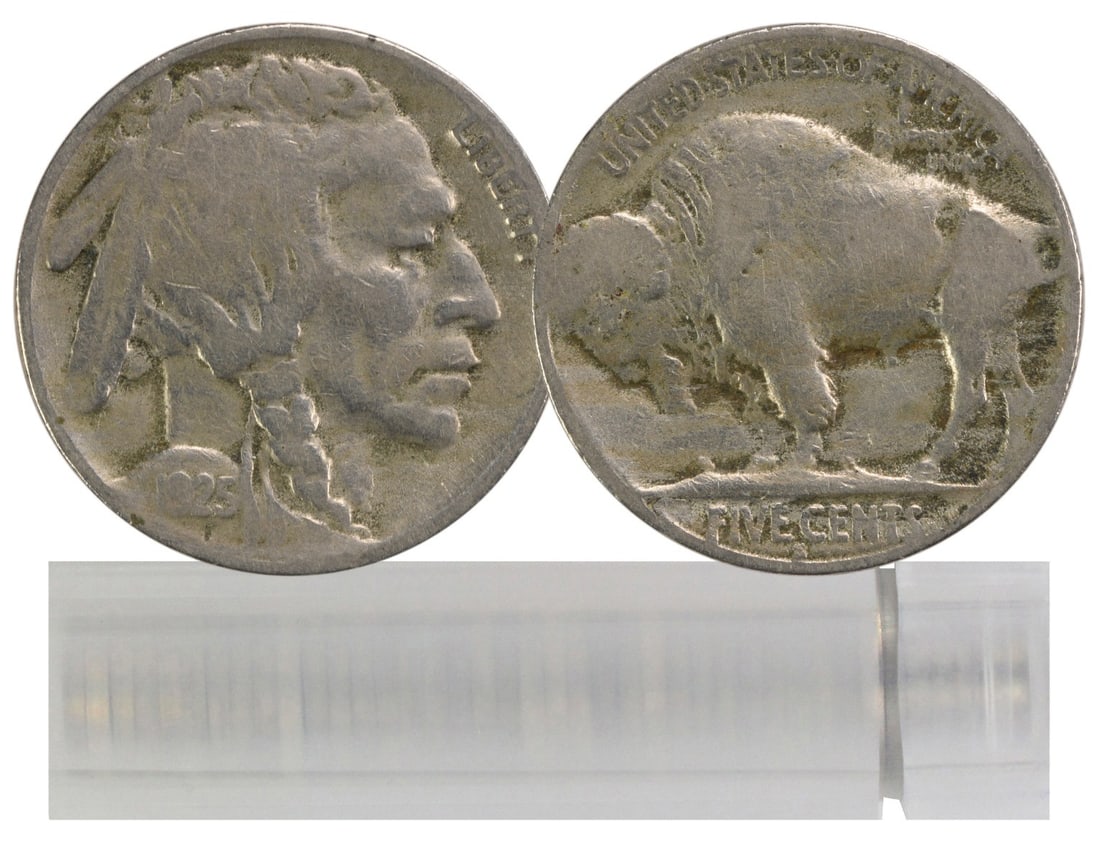 VG 1925-S Circulated Buffalo Nickel 40-Coin Roll G/: VG 1925-S Circulated Buffalo Nickel 40-Coin Roll G/ Up for auction is a rare circulated 1925-S Buffalo Nickel, part of a 40-coin roll that showcases the iconic design of the buffalo nickel in near-min