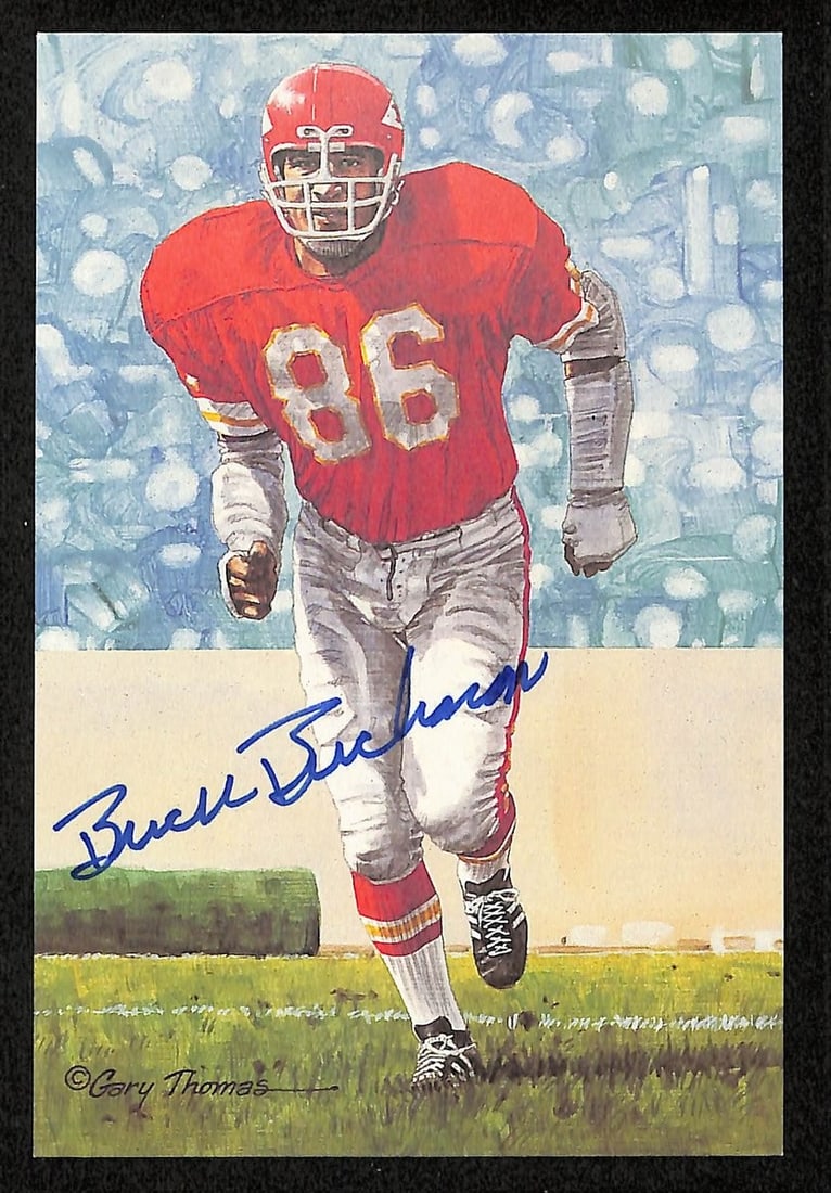 200346 Buck Buchanan Signed/ Auto 1991 GLAC/ Goal Line Art Postcard Chiefs PSA/ DNA: 200346 Buck Buchanan Signed/ Auto 1991 GLAC/ Goal Line Art Postcard Chiefs PSA/ DNA Get ready to relive the excitement of Super Bowl XXV with the Buck Buchanan signed 1991 Goal Line Art postcard, auth
