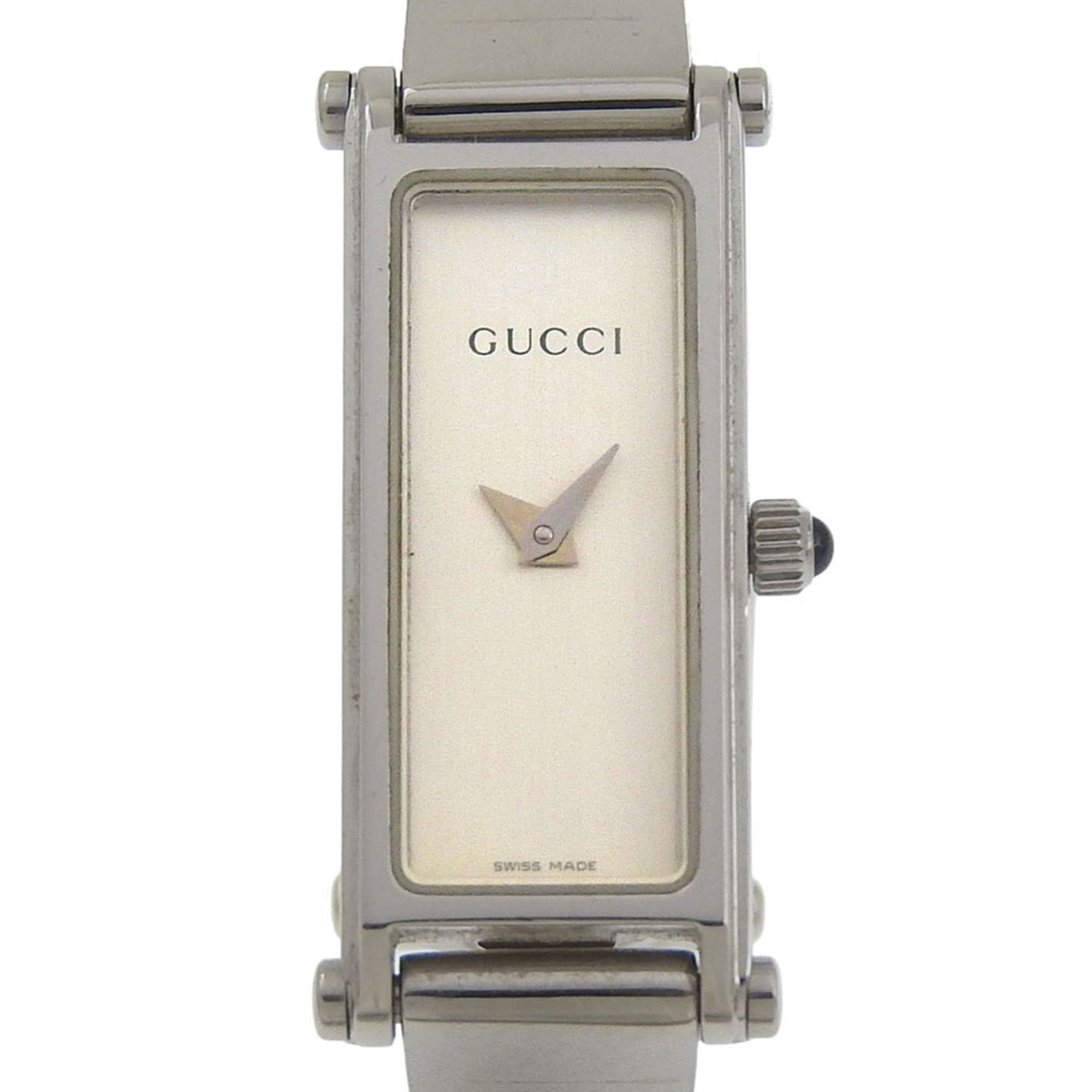 Wristwatch Gucci: Wristwatch Gucci A sleek and sophisticated Gucci wristwatch, this silver-studded timepiece boasts a durable stainless steel case and band, perfect for everyday wear. With its 12mm diameter and comfort