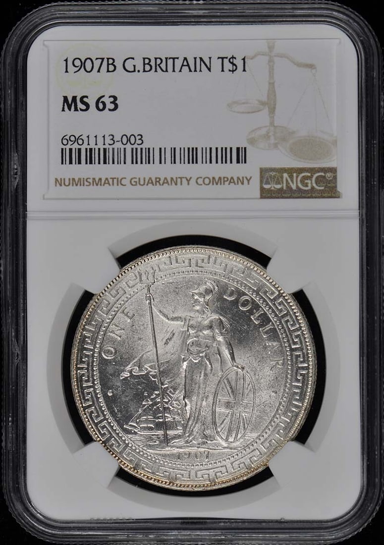 MS63 1907B G.BRITAIN T$1 NGC: MS63 1907B G.BRITAIN T$1 NGC Experience the beauty of early 20th century British currency with this stunning MS63 1907B G.BRITAIN T$1 NGC, certified uncirculated and graded for its exceptional conditi