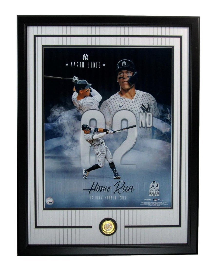 Framed Aaron Judge UNSIGNED 16x20 Photo 62 Home Runs Yankees Fanatics: Framed Aaron Judge UNSIGNED 16x20 Photo 62 Home Runs Yankees Fanatics Get ready to show off your Yankees pride with this unique and authentic 16x20 framed photo of Aaron Judge, signed by the star slug