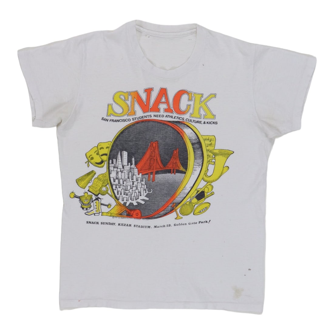 Bill Graham Snack Charity Concert 1975 Shirt: Bill Graham Snack Charity Concert 1975 Shirt Score the ultimate vintage concert tee from Bill Graham's iconic 1975 Snack Charity Concert! This authentic, one-of-a-kind white cotton shirt boasts a clas