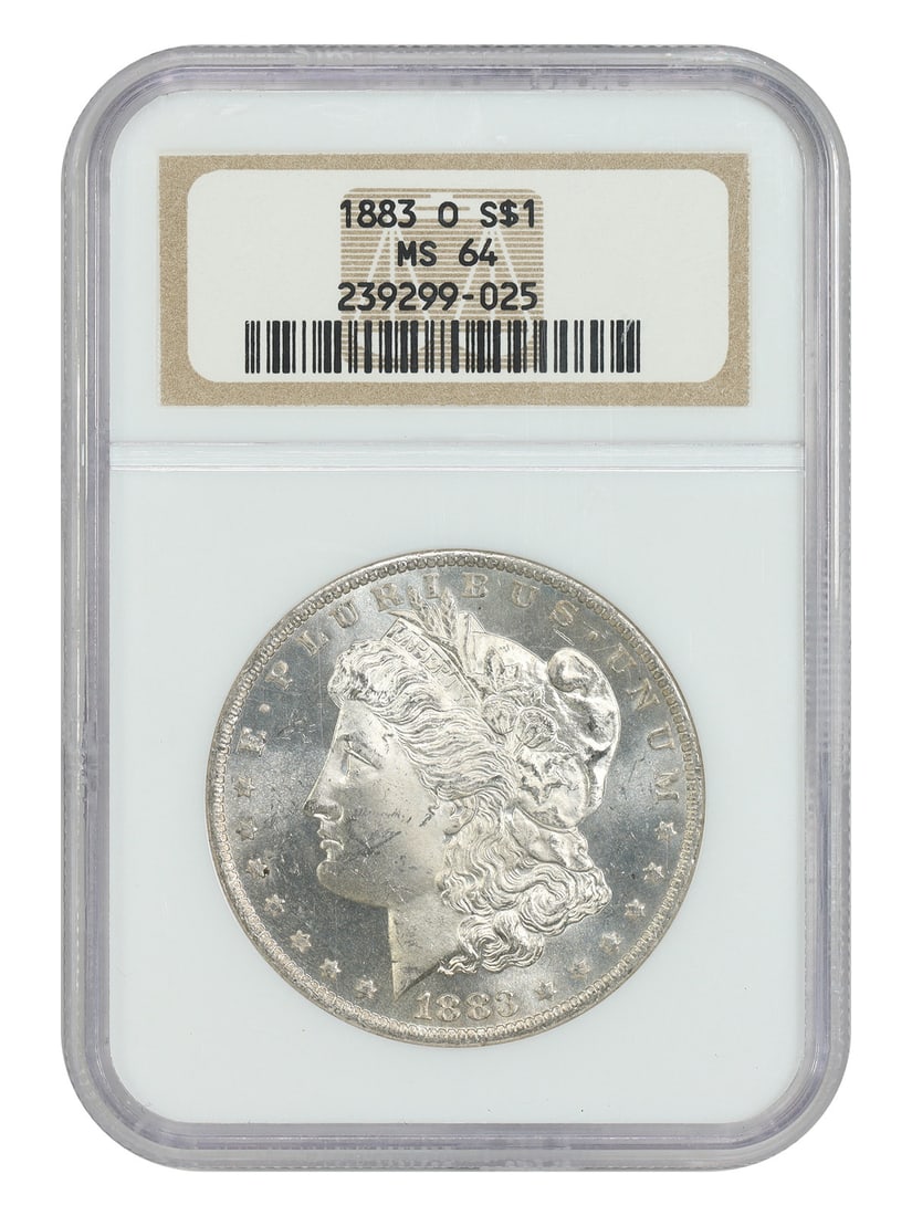 1883-O $1 NGC MS64 - Morgan Dollar Popular O-Mint Issue: 1883-O $1 NGC MS64 - Morgan Dollar Popular O-Mint Issue Experience the charm of the 1883-O Morgan Dollar, one of the most iconic and sought-after coins in American numismatics. Graded MS64 by NGC, thi