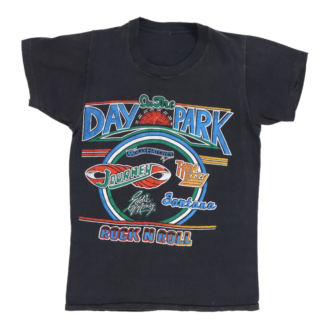 Shirt 1979 Day In The Park Thin Lizzy Comisky Concert: Shirt 1979 Day In The Park Thin Lizzy Comisky Concert Score the ultimate vintage concert tee from Thin Lizzy's 1979 Day In The Park tour! This original, 100% cotton black shirt boasts bold front and b