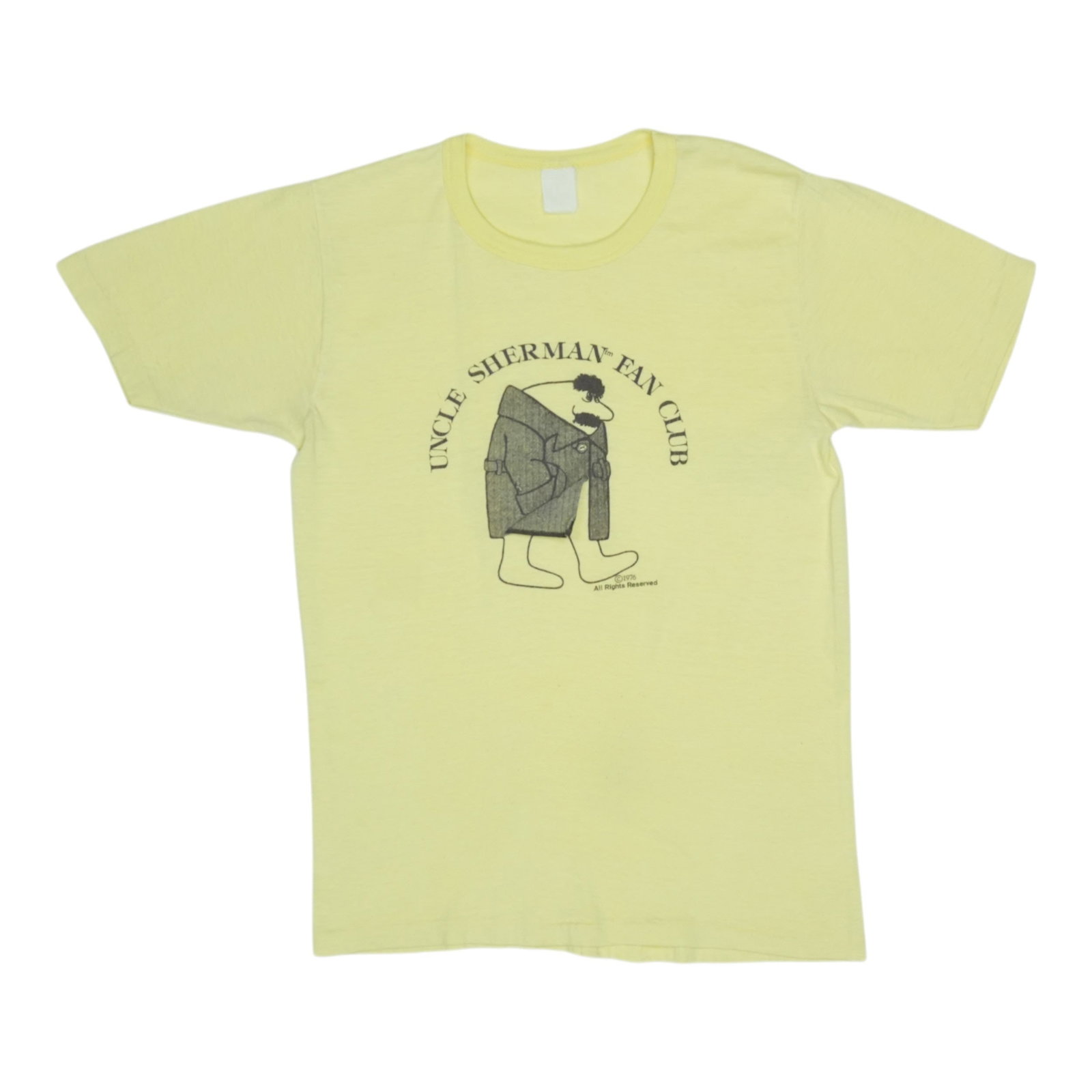Uncle Sherman Fan Club 1976 Shirt: Uncle Sherman Fan Club 1976 Shirt Get ready to rock out in style with this authentic 1976 Uncle Sherman Fan Club shirt! Made from 100% cotton, this vintage tee boasts a bright yellow color and classic