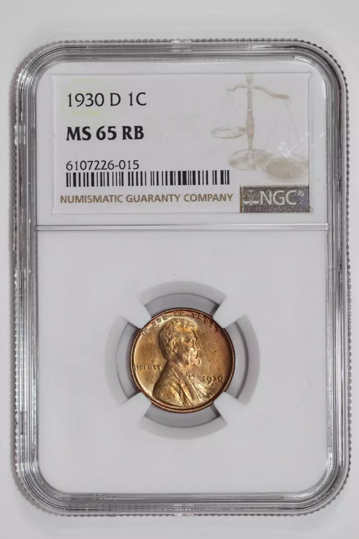 1930-D Lincoln Wheat Cent NGC MS65 RB: 1930-D Lincoln Wheat Cent NGC MS65 RB Experience the timeless charm of the 1930-D Lincoln Wheat Cent, graded MS65 by the Numismatic Guaranty Corporation (NGC). This uncirculated coin boasts stunning d