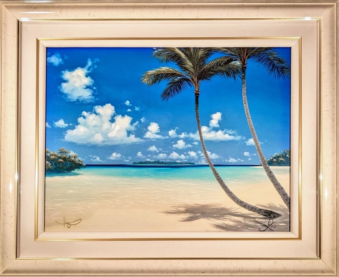 Limited Edition 250 - John Al Hogue "Paradise Beach" Diamond Dust Print - Signed: Limited Edition 250 - John Al Hogue "Paradise Beach" Diamond Dust Print - Signed Experience the breathtaking beauty of John Al Hogue's signature style with this stunning Limited Edition Diamond Dust P