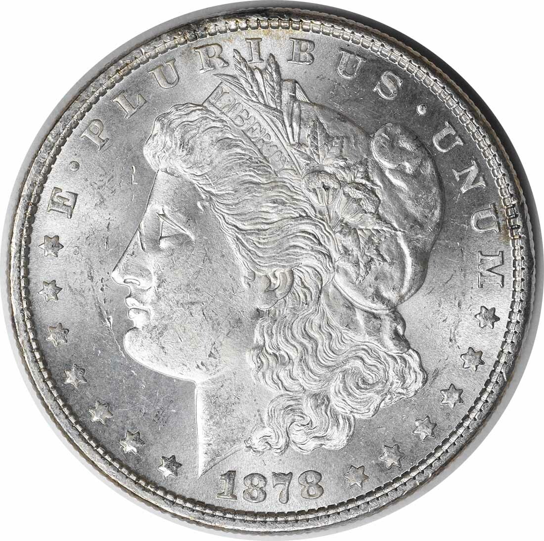 1878 Morgan Silver Dollar - 7TF Reverse, 1879 Choice BU Uncertified: 1878 Morgan Silver Dollar - 7TF Reverse, 1879 Choice BU Uncertified Experience the majesty of the 1878 Morgan Silver Dollar, boasting a stunning 7TF reverse error that sets it apart from other coins o
