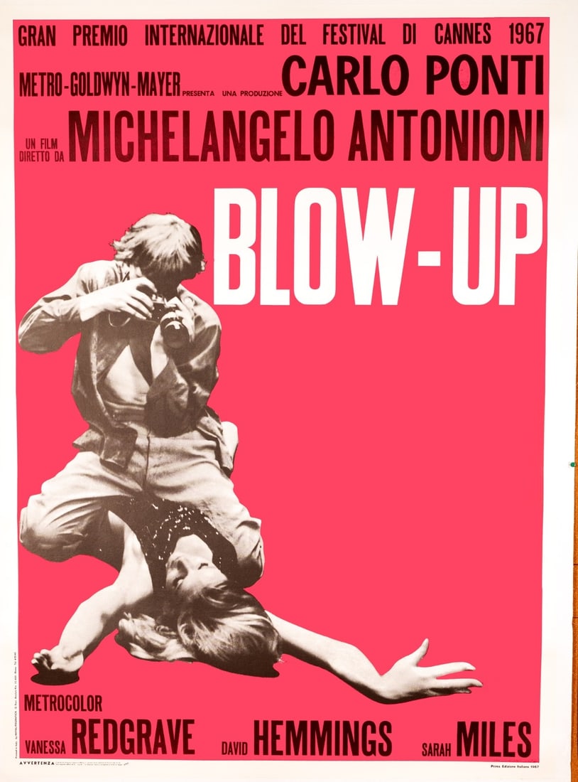 Ponti Blowup By Michelangelo Antonioni 1970 Italian Cinema Poster Carlo: Ponti Blowup By Michelangelo Antonioni 1970 Italian Cinema Poster Carlo Experience the iconic style of Michelangelo Antonioni with this 1970 Italian Cinema Poster, 'Blow-up', a masterpiece of Pop Art