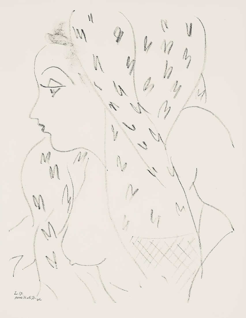 Henri Matisse, Srie L, var. 17 (Duthuit 9), Dessins, Thmes et variations, Lithograph: Henri Matisse, Srie L, var. 17 (Duthuit 9), Dessins, Thmes et variations, Lithograph A rare and exquisite lithograph by Henri Matisse, from his iconic series Dessins, Thmes et Variations, this print s