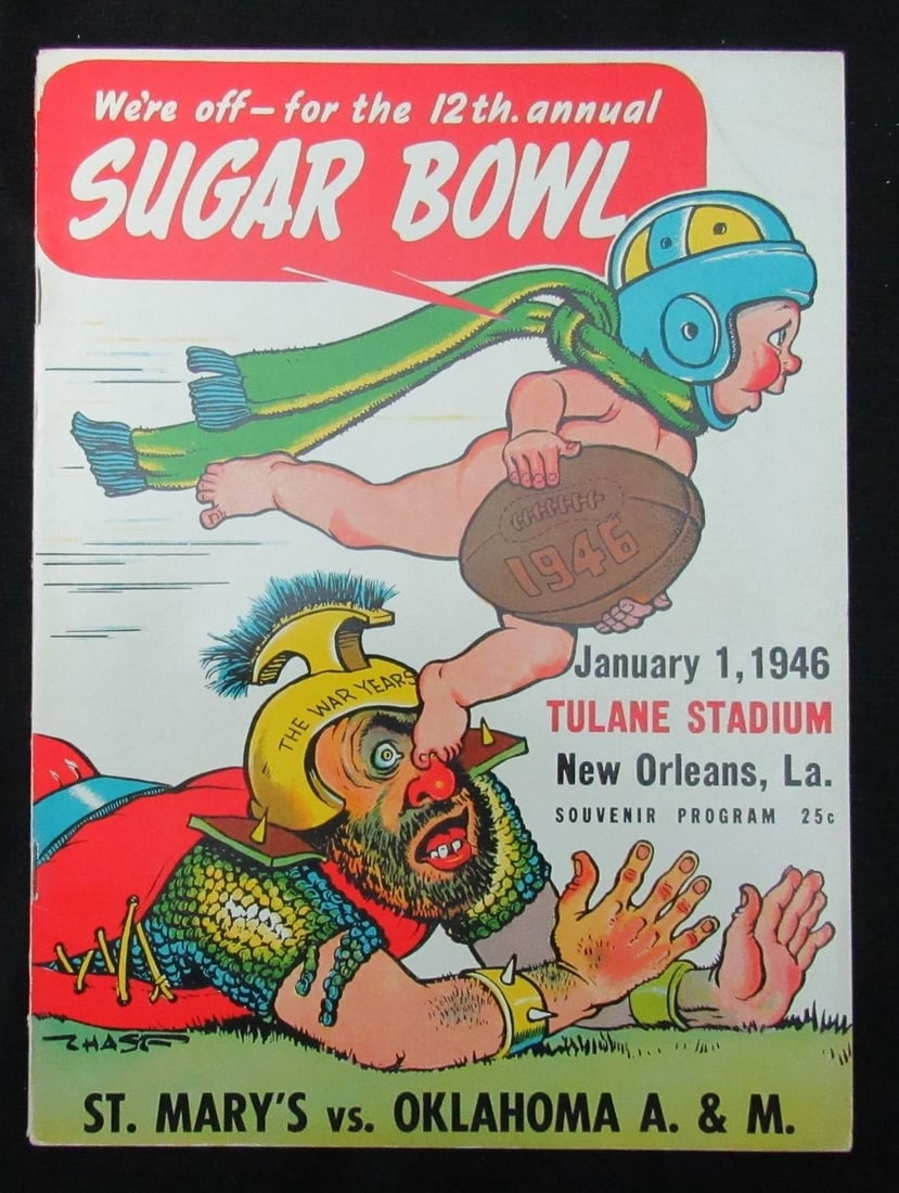 1946 Sugar Bowl St. Mary's vs Oklahoma A&M Football Game Program: 1946 Sugar Bowl St. Mary's vs Oklahoma A&M Football Game Program Get ready to relive the excitement of college football history with this rare 1946 Sugar Bowl St. Mary's vs Oklahoma A&M game program.