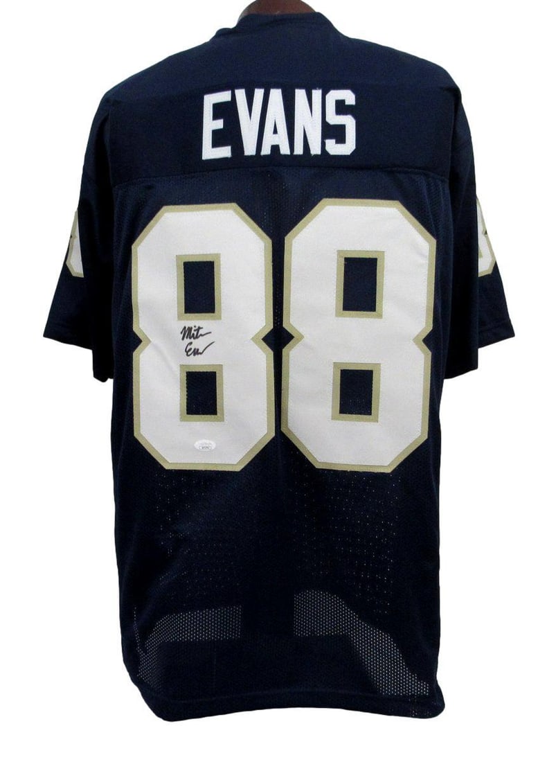 195672 Mitchell Evans Signed/ Auto Navy Custom Football Jersey Notre Dame JSA: 195672 Mitchell Evans Signed/ Auto Navy Custom Football Jersey Notre Dame JSA Get ready to show off your Notre Dame pride with the autographed jersey of Mitchell Evans, signed by the Navy star himself