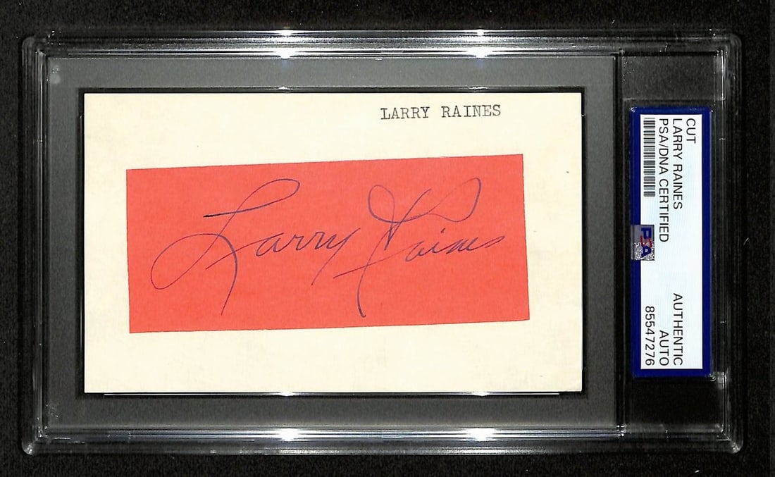 Larry Raines Signed Auto Cut on 3x5 Index Card - Cleveland Indians (PSA/ DNA 199307): Larry Raines Signed Auto Cut on 3x5 Index Card - Cleveland Indians (PSA/ DNA 199307) Get ready to own a piece of baseball history with this autographed 3x5 index card by Larry Raines, signed and authe