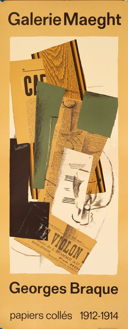 1963 Georges Braque Papiers Colles 19121914 Galerie Maeght: 1963 Georges Braque Papiers Colles 19121914 Galerie Maeght Own a piece of modern art history with Georges Braque's 1963 'Papiers Colles', a stunning example of Cubist style that showcases the artist's