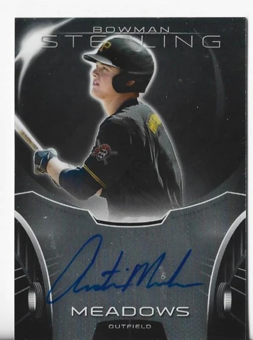Austin Meadows 2013 Bowman Sterling Autograph Card #BSAP-AM: Austin Meadows 2013 Bowman Sterling Autograph Card #BSAP-AM Get your hands on the elusive 2013 Bowman Sterling Autograph card of Austin Meadows, #BSAP-AM. This rare autographed gem is a must-have for
