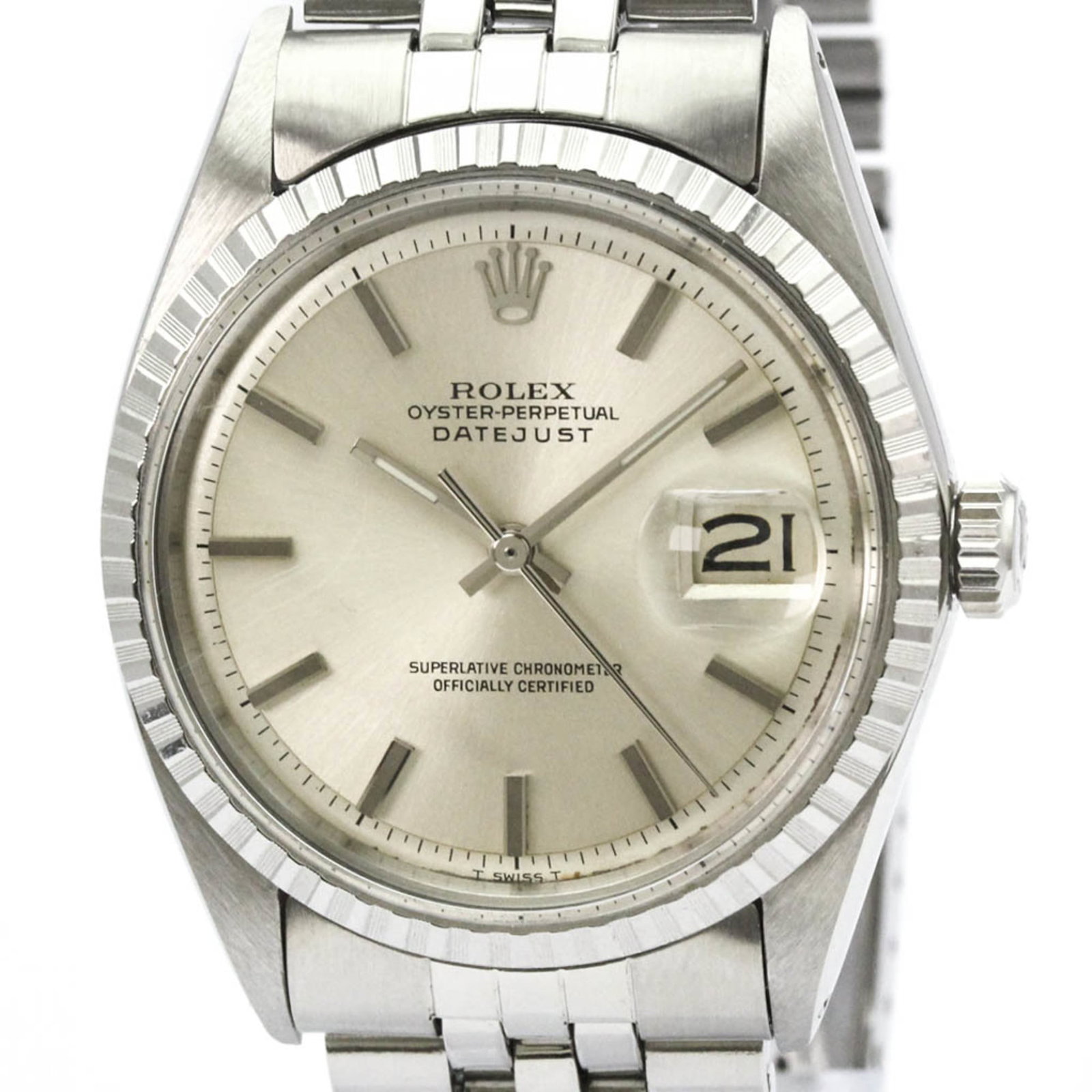 Wristwatch Rolex: Wristwatch Rolex A pre-owned Rolex wristwatch in excellent condition, with its sleek silver dial and stainless steel band evoking the classic style of a timeless dress watch. With a 36mm case diameter