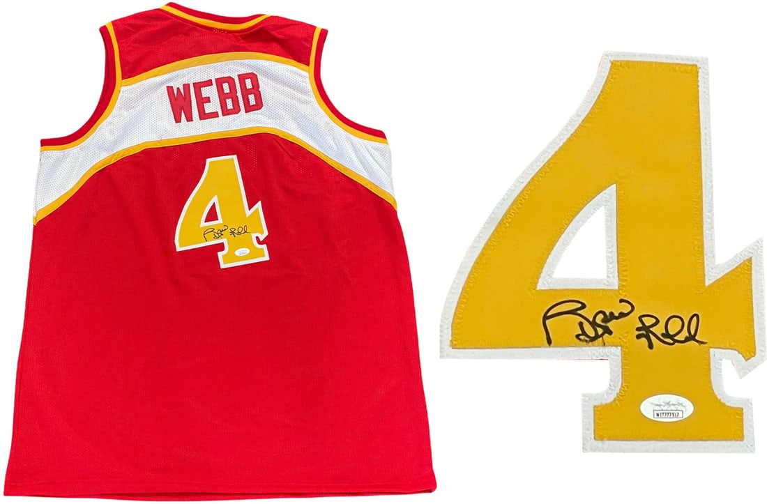 (JSA) Spud Webb Autographed Atlanta Hawks Jersey: (JSA) Spud Webb Autographed Atlanta Hawks Jersey Own a piece of NBA history with the (JSA) Spud Webb Autographed Atlanta Hawks Jersey, signed in black sharpie across the jersey number on the back by