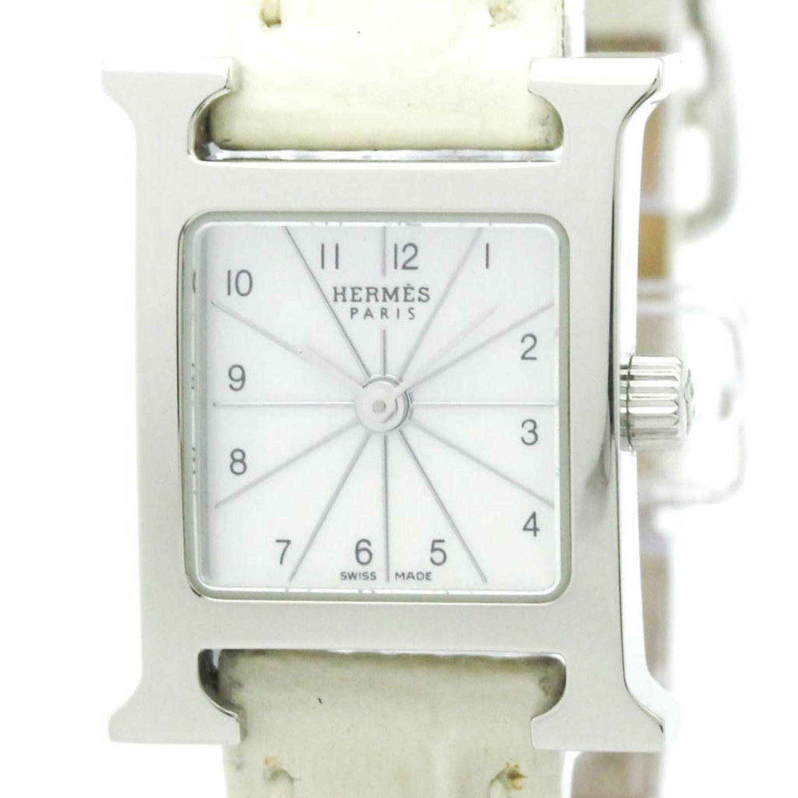Wristwatch Hermes: Wristwatch Hermes A stunning Hermes wristwatch in excellent condition, boasting a sleek stainless steel case and elegant white dial, perfectly complemented by a supple leather band. With its classic d