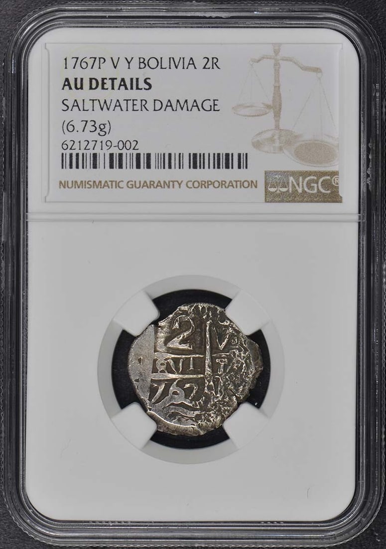 1767P Bolivia KM-43 2R NGC AU Details: 1767P Bolivia KM-43 2R NGC AU Details A rare and highly sought-after Bolivian coin, the 1767P Bolivia KM-43 2R NGC AU Details is a stunning example of numismatic history. Certified by the renowned NGC