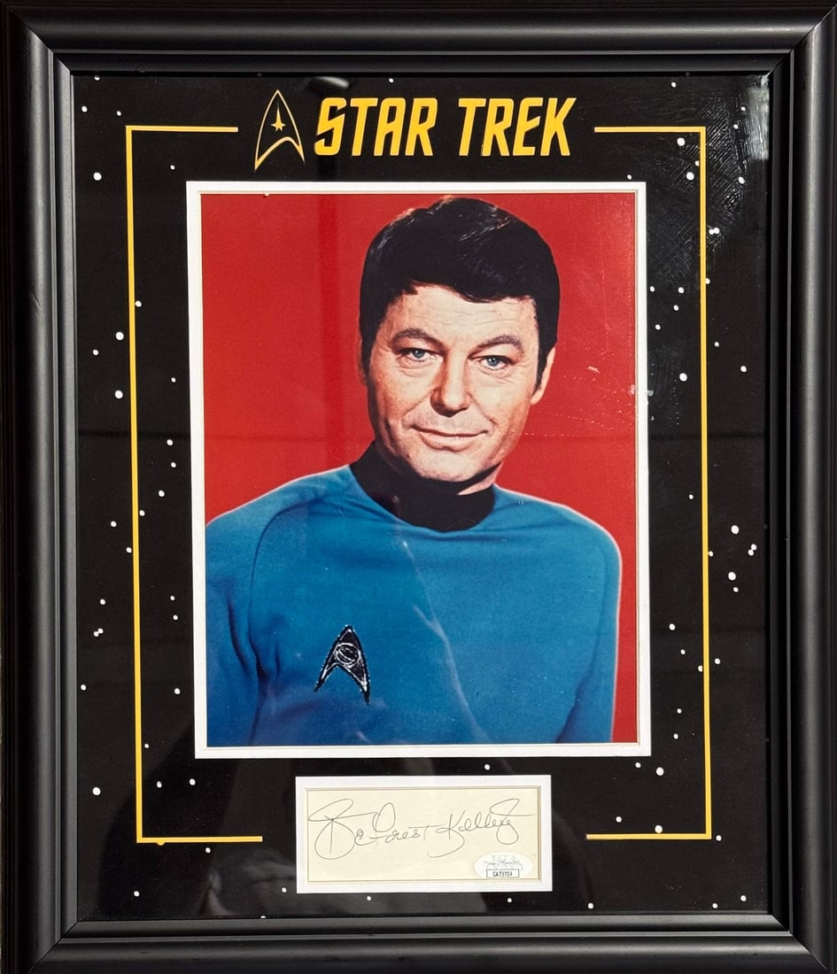 DeForest Kelly Autographed 3x5 Index Card (JSA): DeForest Kelly Autographed 3x5 Index Card (JSA) Meet the DeForest Kelly Autographed 3x5 Index Card, signed by the legendary actor in pen. This unique piece of memorabilia is authenticated by James Spe