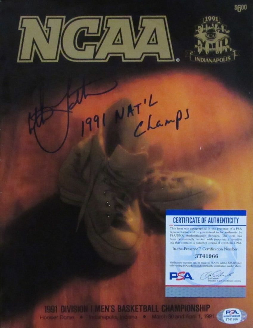 Christian Laettner Signed 1991 Duke NCAA Final Four Champ Program (PSA/ DNA 167212): Christian Laettner Signed 1991 Duke NCAA Final Four Champ Program (PSA/ DNA 167212) Own a piece of history with the 1991 Duke NCAA Final Four Champion program, signed by Christian Laettner himself. Th
