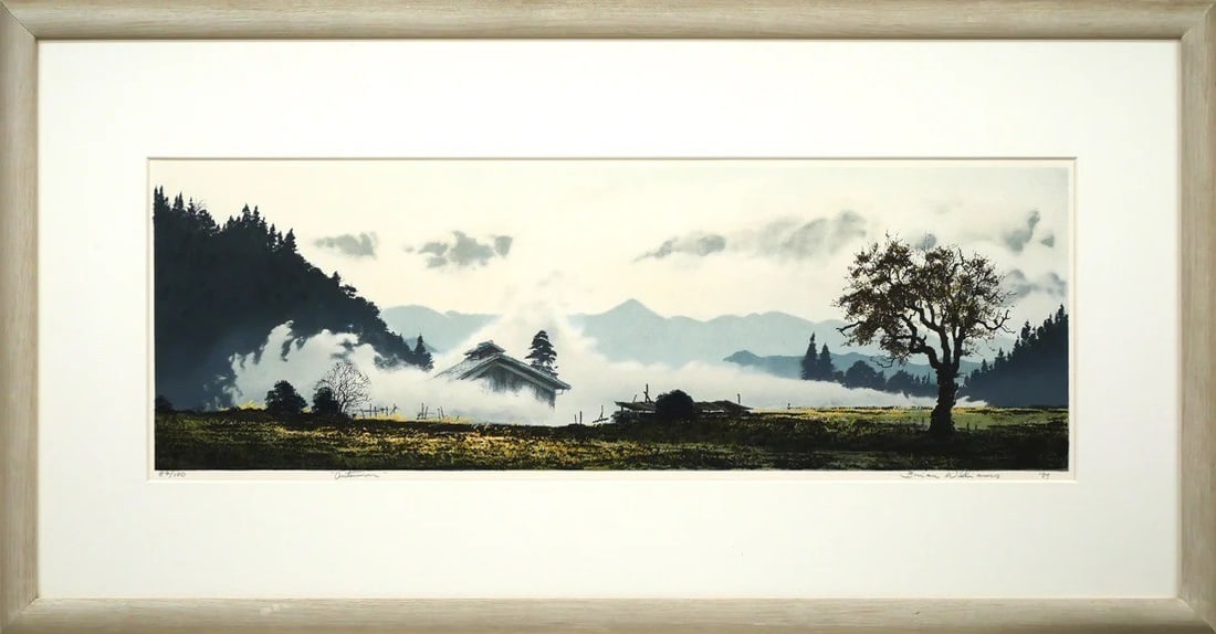 Brian Williams Autumn Landscape Lithograph Art Print - Rare Collectible: Brian Williams Autumn Landscape Lithograph Art Print - Rare Collectible Experience the serene beauty of Brian Williams' Autumn Landscape Lithograph Art Print, a rare collectible from Japan created in