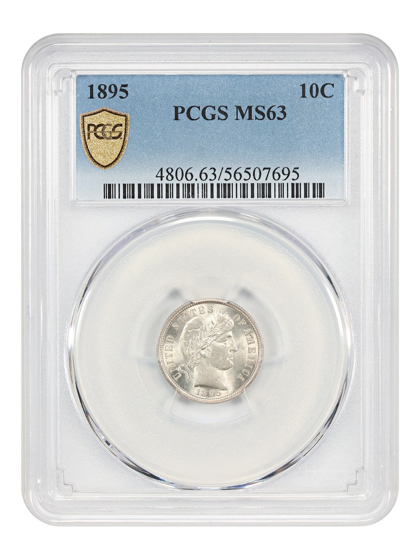1895 10C PCGS MS63 - Barber Dime Key Date P-Mint: 1895 10C PCGS MS63 - Barber Dime Key Date P-Mint A rare and highly sought-after Barber Dime, this 1895 10C PCGS MS63 is a true treasure for collectors. With its stunning MS63 grade and Philadelphia Mi