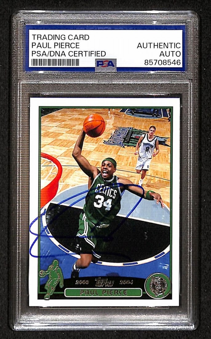 2003-04 Topps Paul Pierce Autographed Card #14 Celtics (PSA/ DNA BA204407): 2003-04 Topps Paul Pierce Autographed Card #14 Celtics (PSA/ DNA BA204407) Get ready to own a piece of Celtics history with this autographed Paul Pierce card, authenticated by both PSA and DNA, making