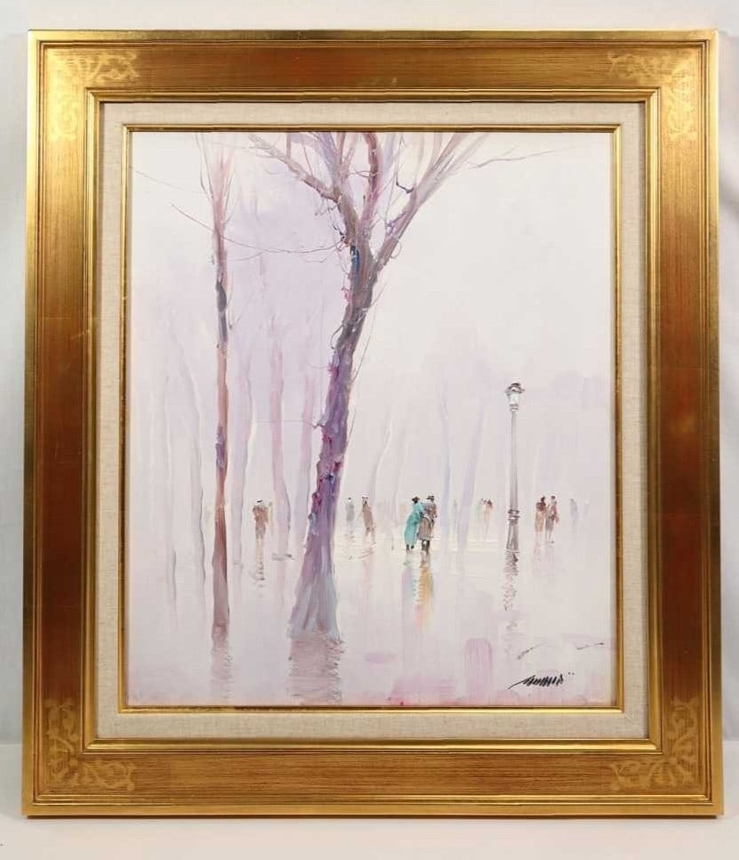 Alfred Kandela - "Park After the Rain" (Original Oil Painting on Canvas, Signed F10): Alfred Kandela - "Park After the Rain" (Original Oil Painting on Canvas, Signed F10) Alfred Kandela's "Park After the Rain" is a breathtaking original oil painting on canvas, signed by the artist hims