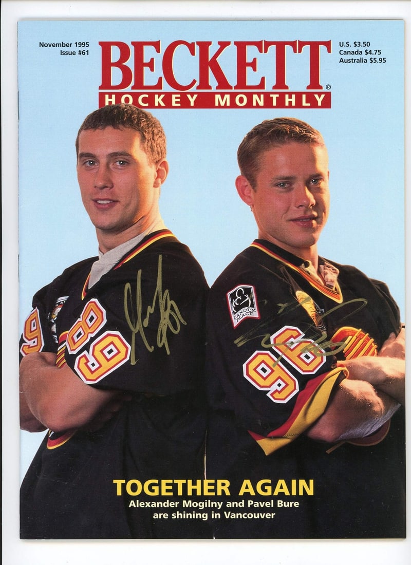 Alexander Mogilny & Pavel Bure Signed Beckett: Alexander Mogilny & Pavel Bure Signed Beckett Get ready to relive the excitement of 90s hockey with this rare signed Beckett program featuring two of Russia's greatest players, Alexander Mogilny and