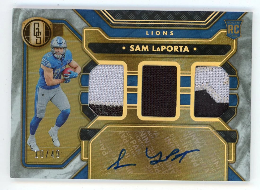 #294 Sam LaPorta 2023 Panini Gold Standard Patch Relics Rookie Card (1 of 2)