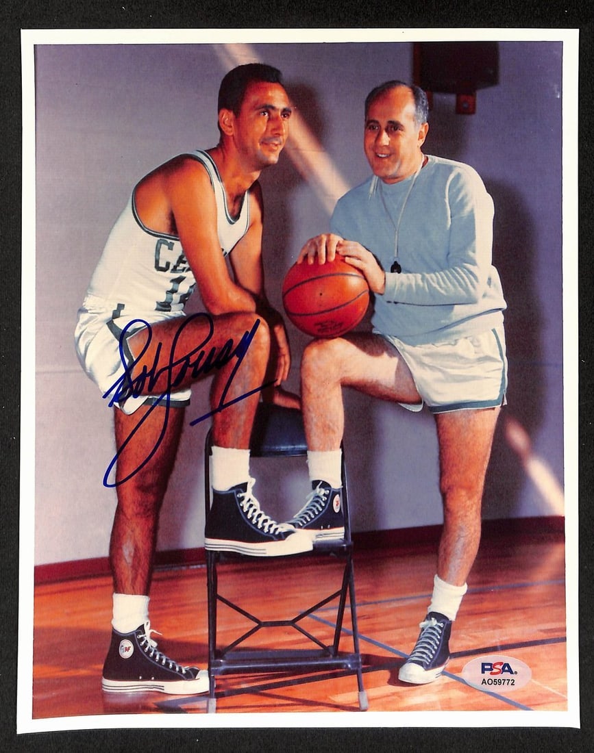Bob Cousy HOF Signed 8x10 Photo - Boston Celtics (PSA 194976): Bob Cousy HOF Signed 8x10 Photo - Boston Celtics (PSA 194976) Meet the legendary Bob Cousy, one of the greatest point guards in NBA history, autographed in person and authenticated by PSA. This rare 8