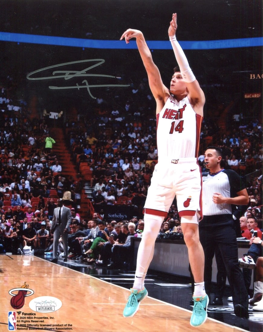 (JSA) Tyler Herro Autographed Shooting 8x10 Photo: (JSA) Tyler Herro Autographed Shooting 8x10 Photo Get ready to showcase your love for the Miami Heat with an authentic piece of basketball history - Tyler Herro's autographed shooting photo, certified