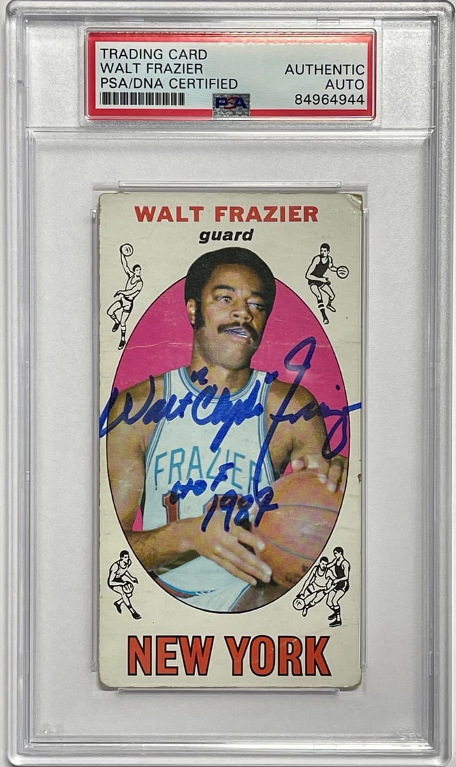 (PSA) 1969-70 Walt Clyde Frazier "HOF 1987" Signed Topps Rookie Card #98: (PSA) 1969-70 Walt Clyde Frazier "HOF 1987" Signed Topps Rookie Card #98 Get ready to relive the magic of 1969-70 with this iconic Walt Clyde Frazier Topps Rookie Card, authenticated by Professional S