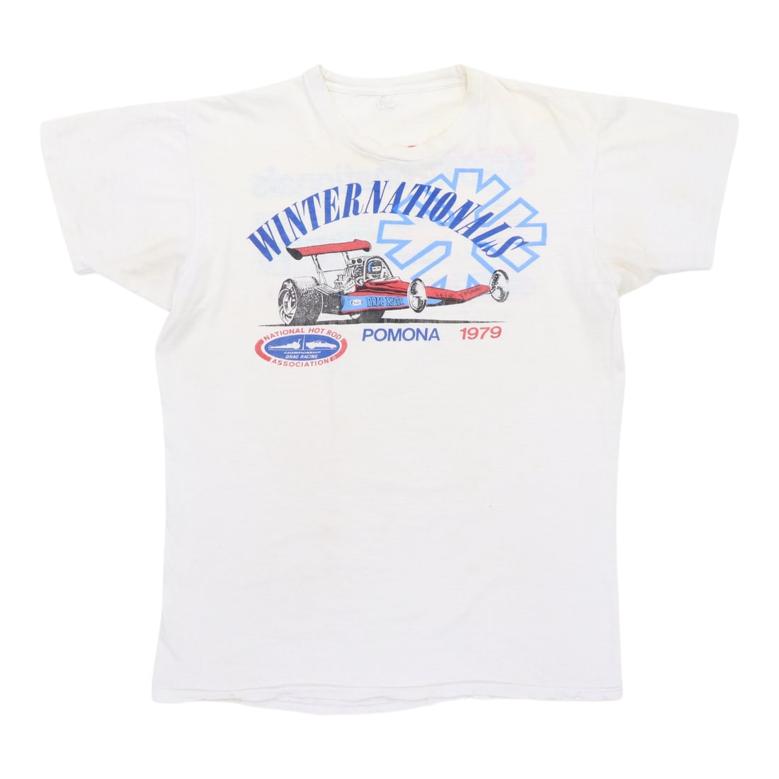 Shirt 1979 Winter Nationals Pomona NHRA: Shirt 1979 Winter Nationals Pomona NHRA Score the ultimate piece of NHRA history with this authentic 1979 Winter Nationals Pomona shirt, featuring bold graphics and worn-in character from its original