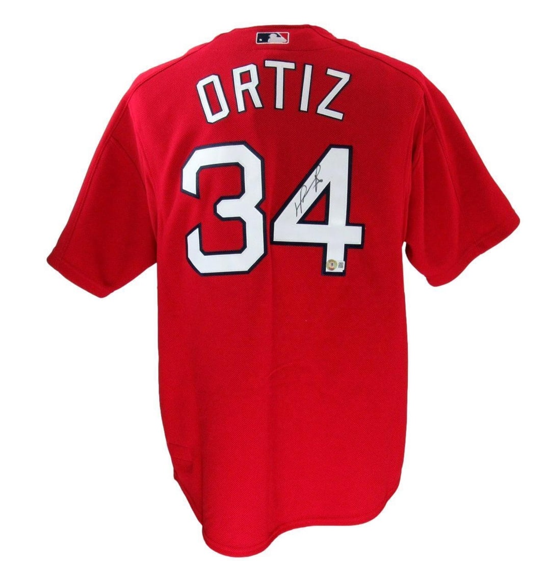 David Ortiz Red Sox Autographed Mitchell & Ness Red Jersey (Beckett #177075): David Ortiz Red Sox Autographed Mitchell & Ness Red Jersey (Beckett #177075) Get ready to relive the glory days of Big Papi with this authentic David Ortiz autographed Mitchell & Ness Red Sox jersey,