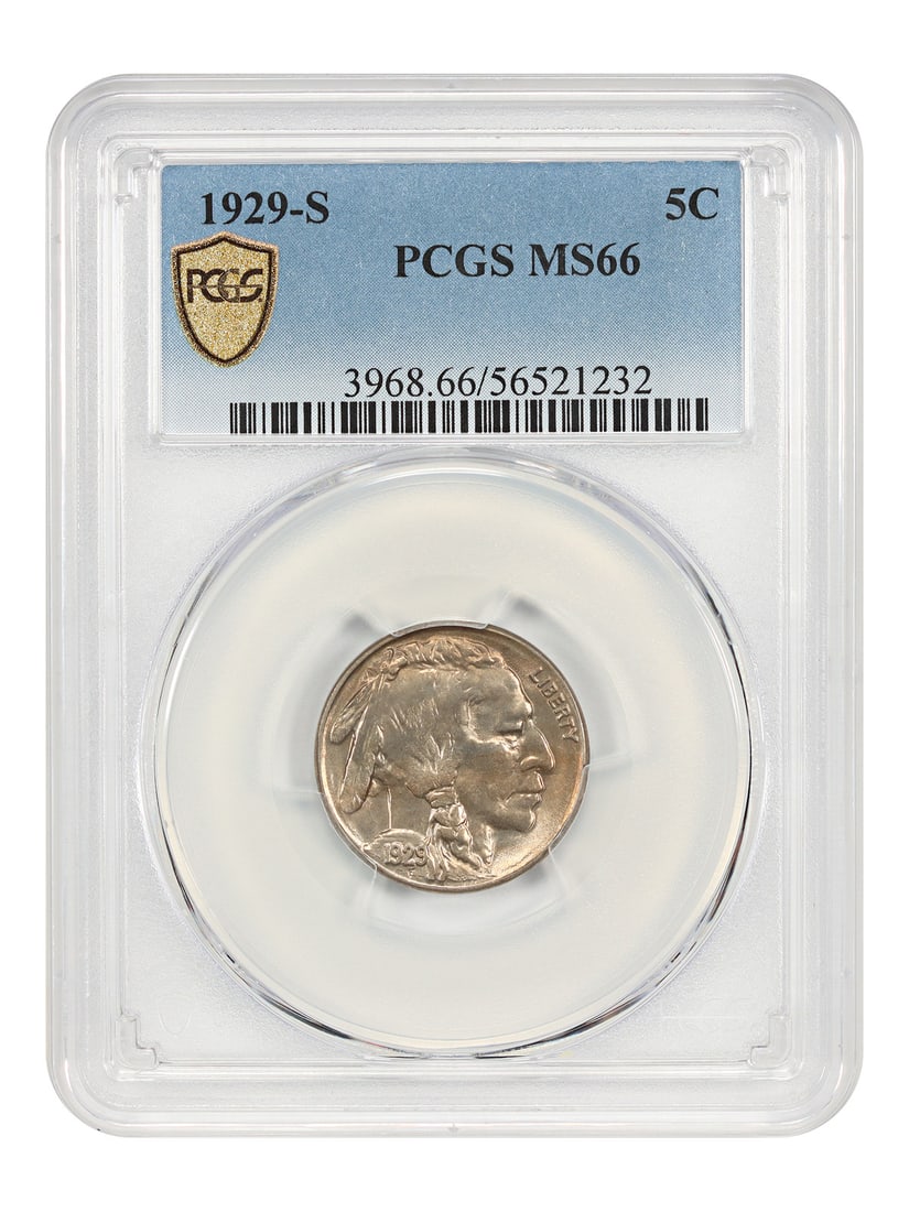 1929-S Buffalo Nickel MS66 PCGS: 1929-S Buffalo Nickel MS66 PCGS Experience the iconic Buffalo Nickel from 1929, certified MS66 by PCGS and showcasing exceptional strike quality. This rare coin is a testament to its age and condition