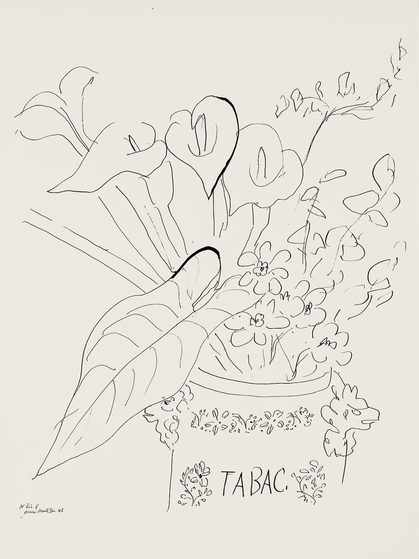 Henri Matisse, Srie N Gc'S, var. 5 (Duthuit 9), Dessins, Thmes et variations, Lithograph: Henri Matisse, Srie N Gc'S, var. 5 (Duthuit 9), Dessins, Thmes et variations, Lithograph A rare and exquisite lithograph from Henri Matisse's celebrated series, Dessins, Thmes et Variations, this 1943