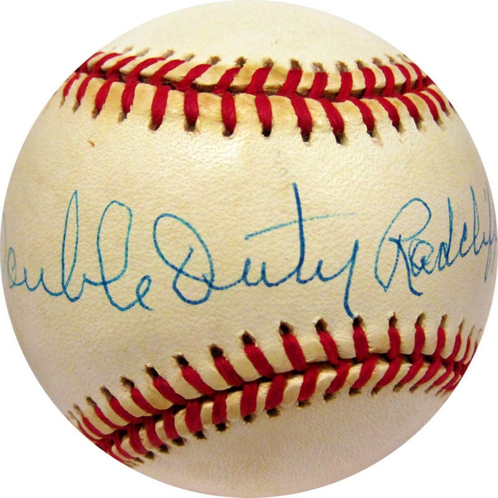 (JSA) Double Duty Radcliffe Autographed Baseball: (JSA) Double Duty Radcliffe Autographed Baseball Get ready to step up your baseball memorabilia collection with the Double Duty Radcliffe Autographed Baseball, authenticated by James Spence Authentica