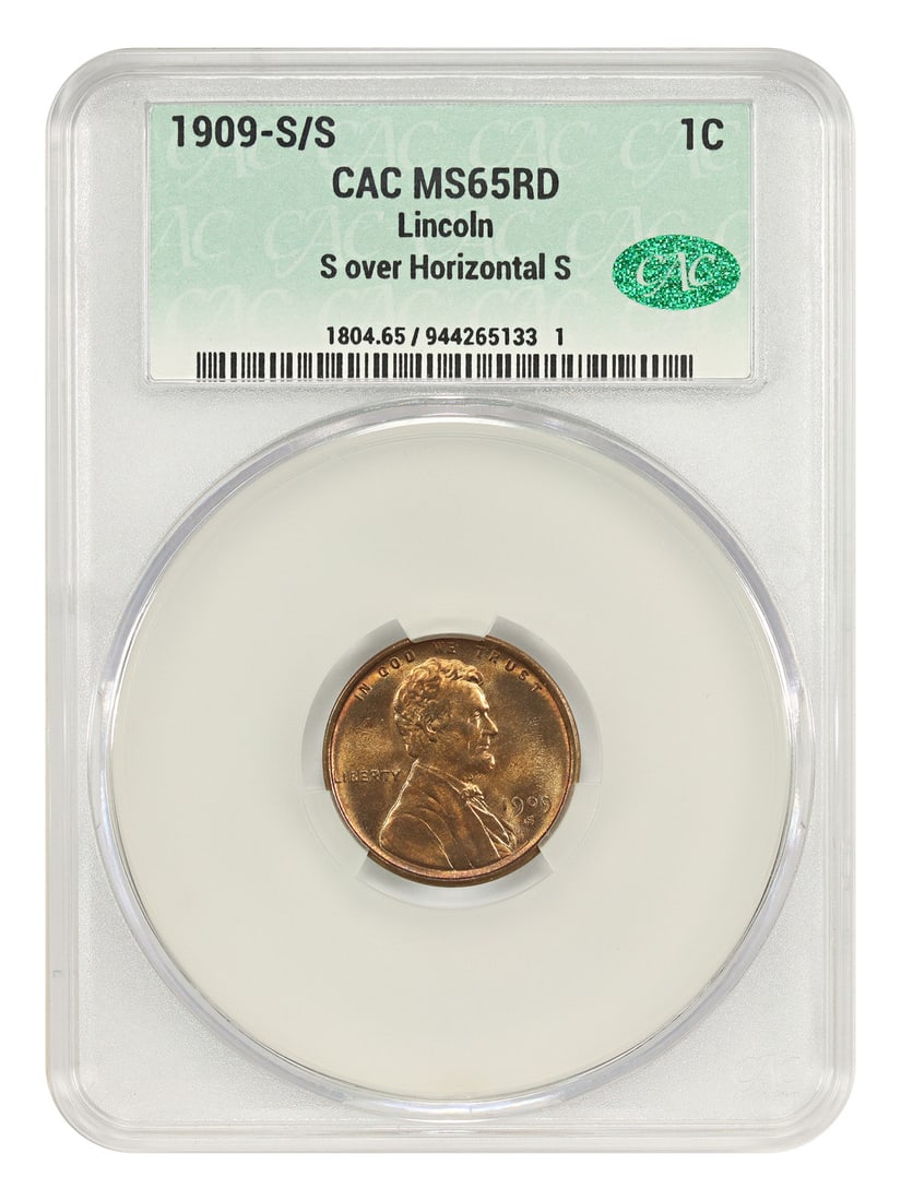 1909-S Horizontal S 1C Wheat Reverse MS65RD Lincoln Cent: 1909-S Horizontal S 1C Wheat Reverse MS65RD Lincoln Cent Experience the beauty of one of America's most iconic coins, the 1909-S Horizontal S 1C Wheat Reverse MS65RD Lincoln Cent. This stunning exampl