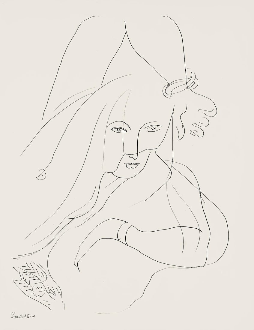 Henri Matisse, Srie V, var. 7 (Duthuit 9), Dessins, Thmes et variations, Lithograph: Henri Matisse, Srie V, var. 7 (Duthuit 9), Dessins, Thmes et variations, Lithograph A rare and exquisite lithograph from Henri Matisse's celebrated series, Dessins, Th?mes et Variations (1943), this p