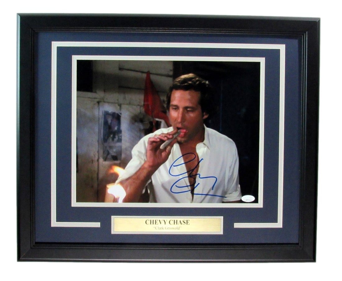 190561 Chevy Chase Signed/ Autographed 11x14 Photo "Clark Griswold" Framed JSA: 190561 Chevy Chase Signed/ Autographed 11x14 Photo "Clark Griswold" Framed JSA Meet the ultimate collector's item for any Clark Griswold fan - an autographed 11x14 photo of Chevy Chase as the lovable,