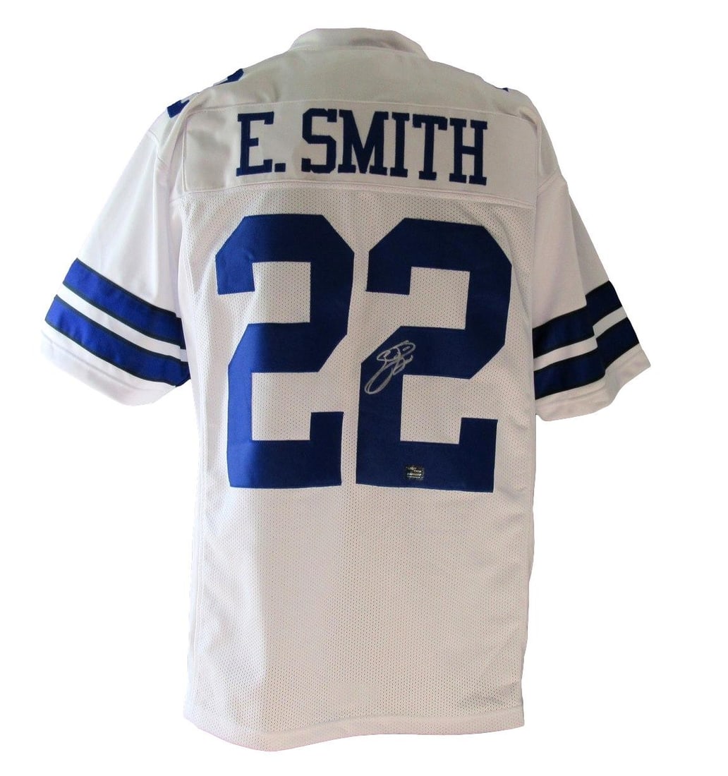 200792 Emmitt Smith HOF Autographed Custom Football Jersey Dallas Cowboys PROVA: 200792 Emmitt Smith HOF Autographed Custom Football Jersey Dallas Cowboys PROVA Get ready to show off your Dallas Cowboys pride with the ultimate autographed collectible - a custom football jersey sig